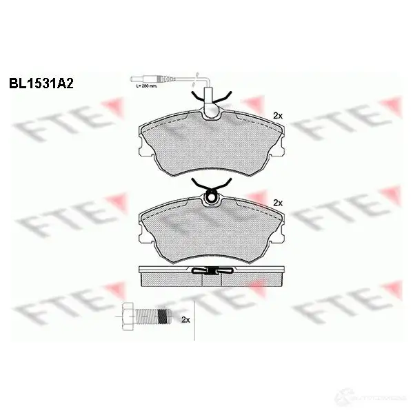 Тормозные колодки дисковые, комплект FTE 604598 21 887 21888 BL1531A2 изображение 0