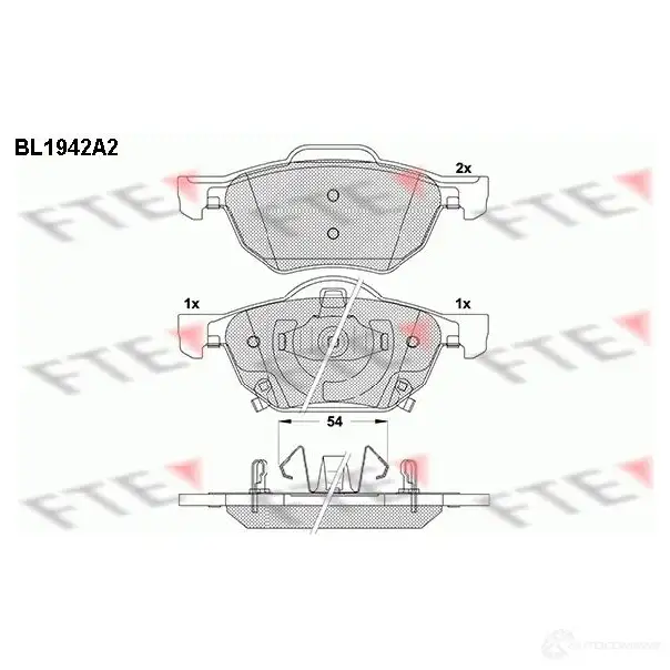 Тормозные колодки дисковые, комплект FTE 605052 BL1942A2 2 3719 23720 изображение 0