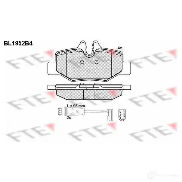 Тормозные колодки дисковые, комплект FTE 605076 D1615-8828 BL1952B4 24 008