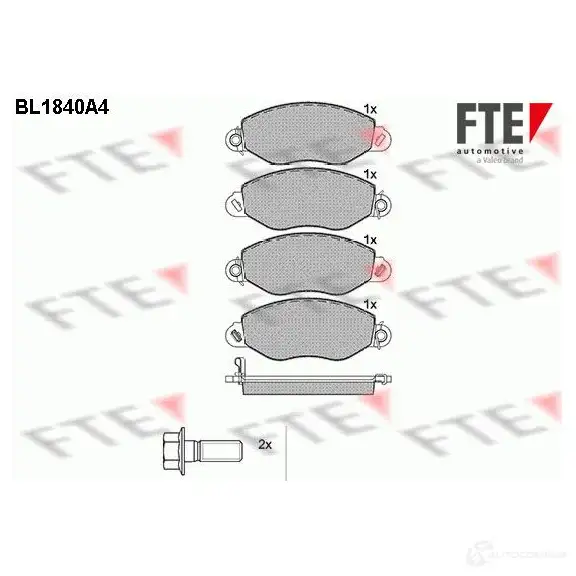 Тормозные колодки дисковые, комплект FTE BL1840A4 2343 4 604910 23435