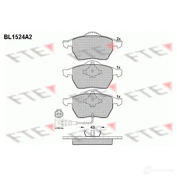 Тормозные колодки дисковые, комплект FTE 21 848 604592 21911 BL1524A2