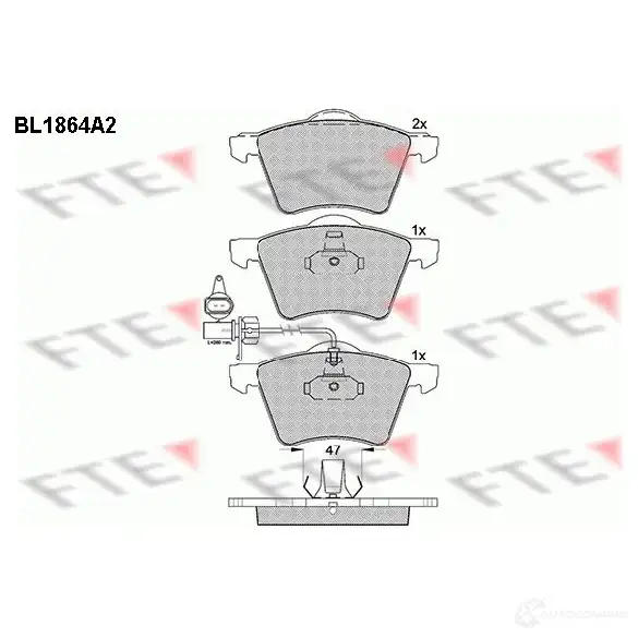 Тормозные колодки дисковые, комплект FTE 230 34 604946 BL1864A2 23418 изображение 0