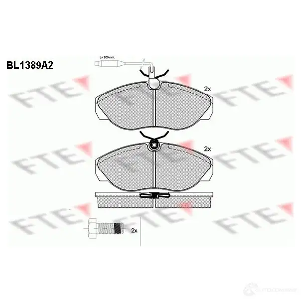Тормозные колодки дисковые, комплект FTE BL1389A2 604457 21 627 21628