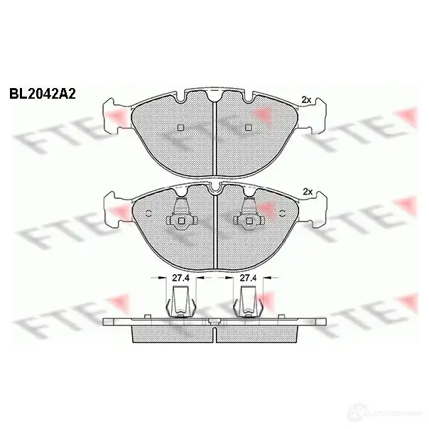 Тормозные колодки дисковые, комплект FTE 23449 605172 BL2042A2 2 3448 изображение 0