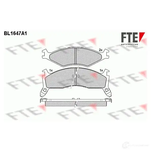 Тормозные колодки дисковые, комплект FTE 218 92 21893 BL1647A1 604659 изображение 0