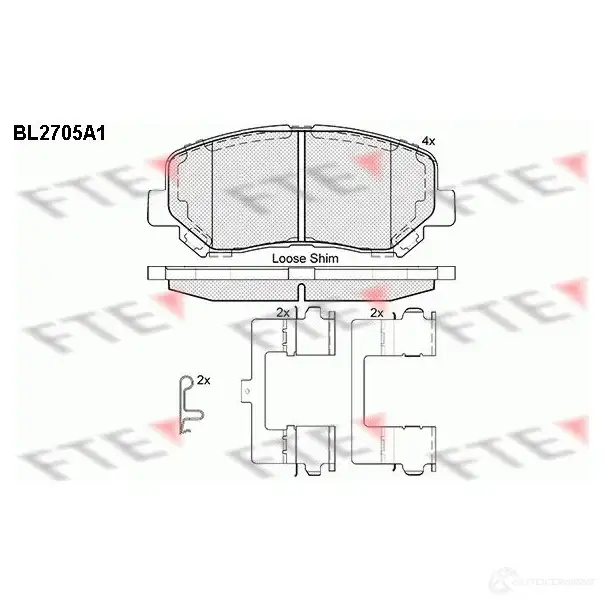 Тормозные колодки дисковые, комплект FTE 605892 BL2705A1 D1623-8836 255 64