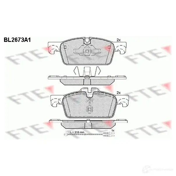 Тормозные колодки дисковые, комплект FTE BL2673A1 605858 25223 252 22