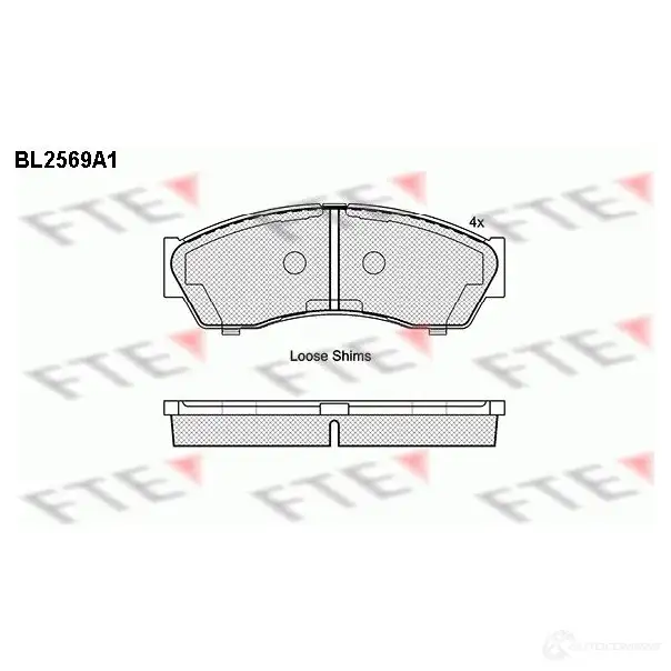 Тормозные колодки дисковые, комплект FTE 605743 245 55 BL2569A1 KQUCF2