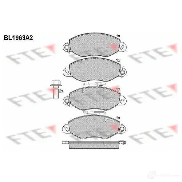 Тормозные колодки дисковые, комплект FTE BL1963A2 605087 2 3430 23431 изображение 0