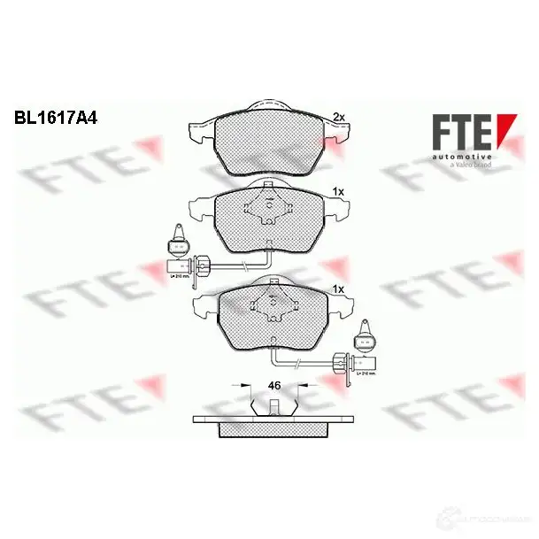 Тормозные колодки дисковые, комплект FTE 23018 206 76 604633 BL1617A4 изображение 0