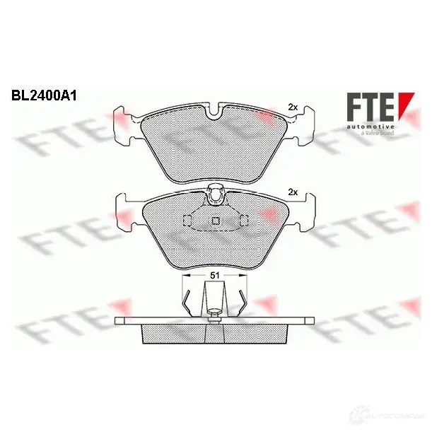 Тормозные колодки дисковые, комплект FTE 605550 BL2400A1 2 1676 21677 изображение 0