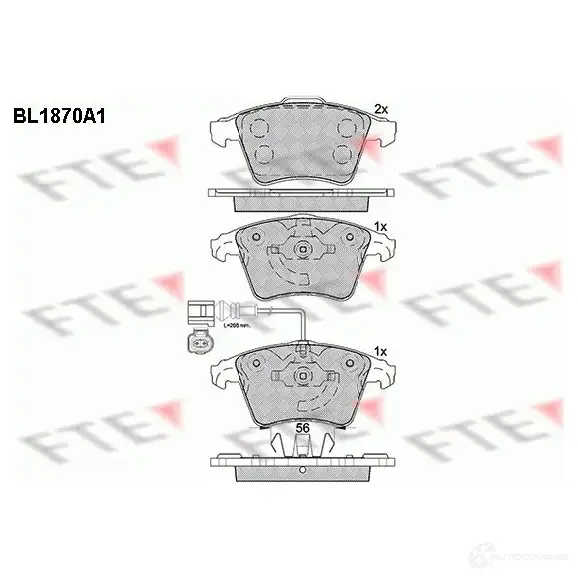 Тормозные колодки дисковые, комплект FTE 2 3467 23468 BL1870A1 604957 изображение 0