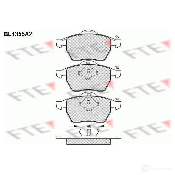 Тормозные колодки дисковые, комплект FTE 604419 206 76 BL1355A2 21624