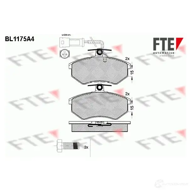 Тормозные колодки дисковые, комплект FTE 206 69 604212 BL1175A4 20778 изображение 0