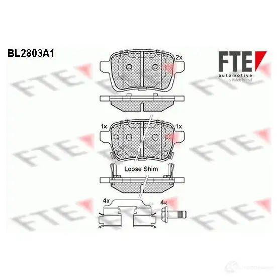 Тормозные колодки дисковые, комплект FTE 2581 8 606000 25819 BL2803A1 изображение 0