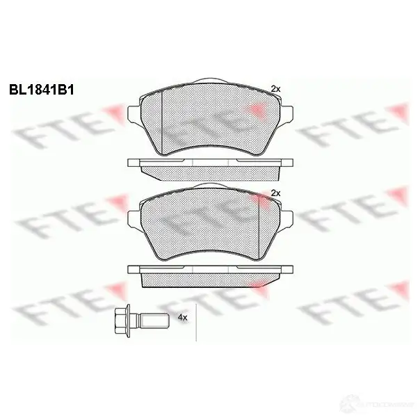 Тормозные колодки дисковые, комплект FTE 604913 BL1841B1 2 3615 D926-7827