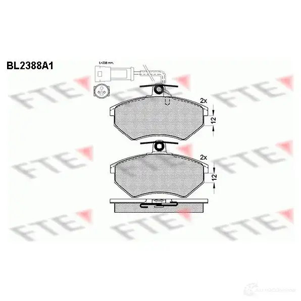 Тормозные колодки, комплект FTE 2 0167 605537 20168 bl2388a1 изображение 0