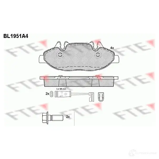 Тормозные колодки дисковые, комплект FTE 2 4007 605073 BL1951A4 JPU2E00