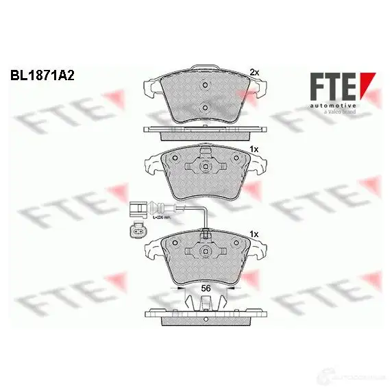 Тормозные колодки дисковые, комплект FTE BL1871A2 604958 2 3747 23748 изображение 0