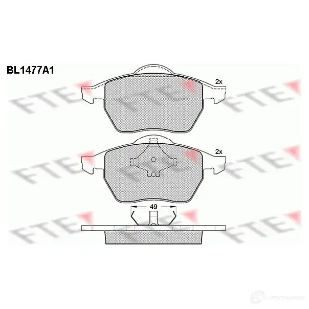 Тормозные колодки дисковые, комплект FTE 604545 BL1477A1 21849 2 1848