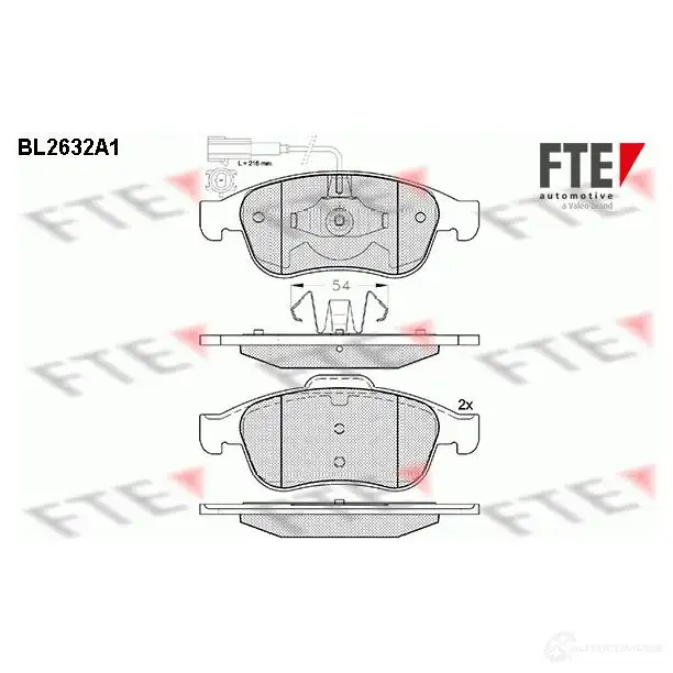 Тормозные колодки дисковые, комплект FTE BL2632A1 605812 245 38 25180