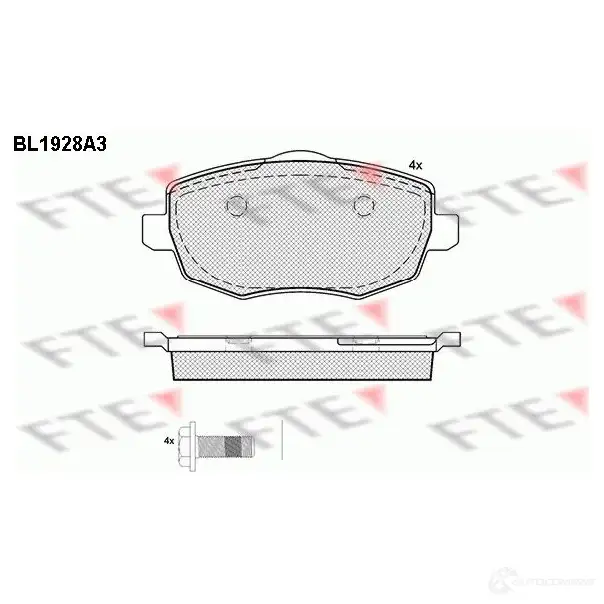 Тормозные колодки дисковые, комплект FTE 605033 2 4073 J5OGWT1 BL1928A3