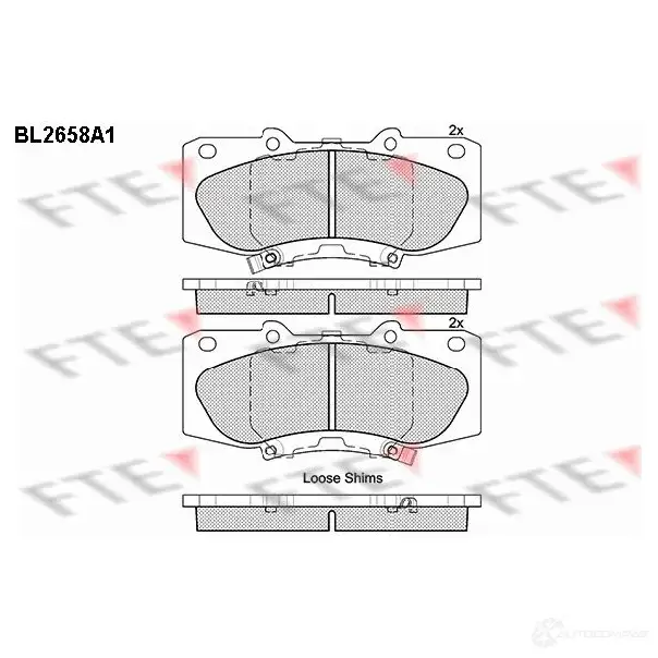Тормозные колодки дисковые, комплект FTE BL2658A1 25210 605843 25 209