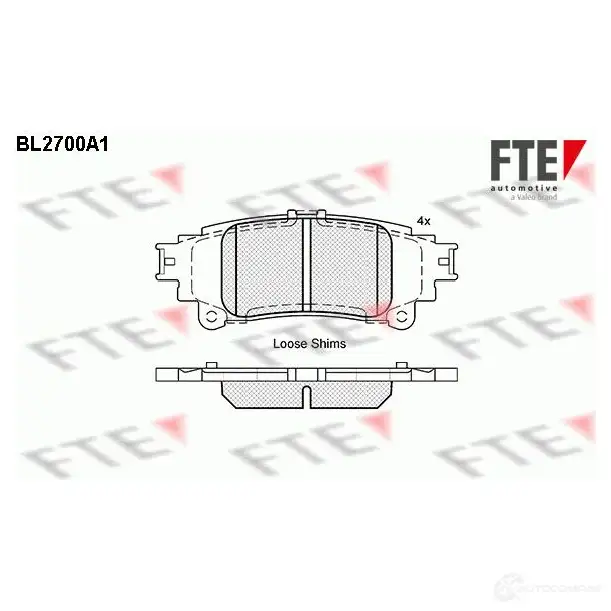 Тормозные колодки дисковые, комплект FTE 605887 D1391-8809 2 5525 BL2700A1 изображение 0