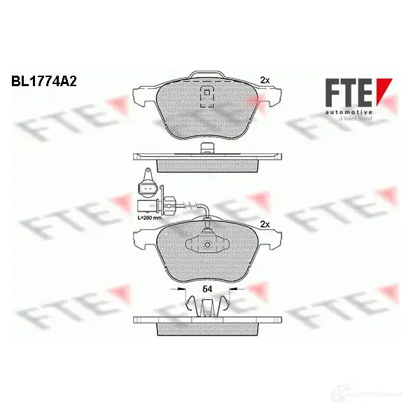 Тормозные колодки дисковые, комплект FTE 23 269 BL1774A2 604828 23270 изображение 0