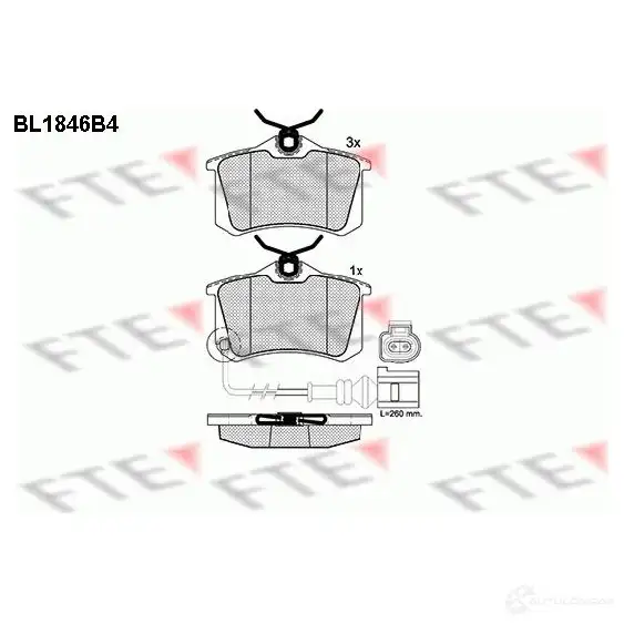 Тормозные колодки дисковые, комплект FTE 20 960 604921 23390 BL1846B4 изображение 0