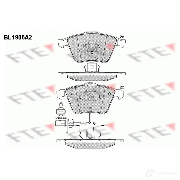 Тормозные колодки дисковые, комплект FTE 23801 BL1906A2 605006 2376 3
