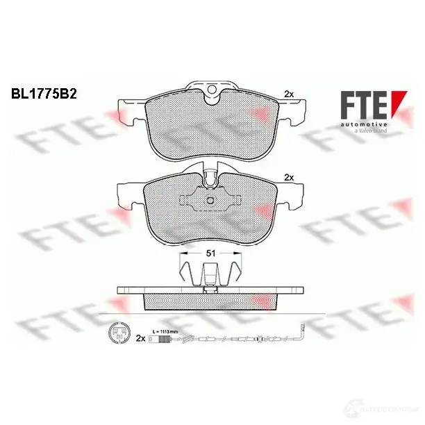 Тормозные колодки дисковые, комплект FTE 23113 604830 231 12 BL1775B2 изображение 0