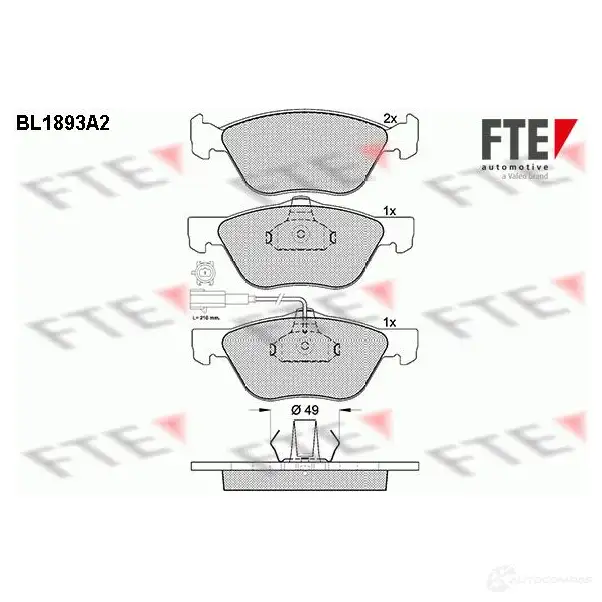 Тормозные колодки дисковые, комплект FTE BL1893A2 23222 216 37 604990