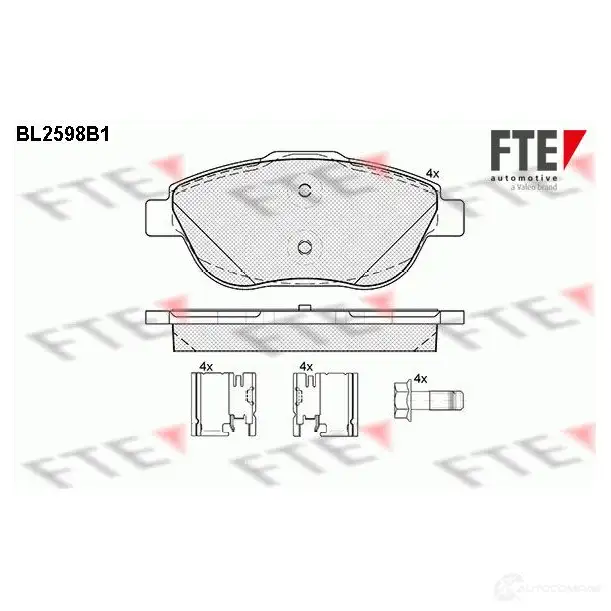 Тормозные колодки дисковые, комплект FTE 254 38 BL2598B1 605775 KEXZMVN
