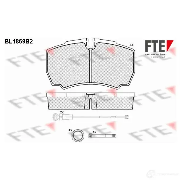 Тормозные колодки дисковые, комплект FTE 604955 29 123 BL1869B2 XVUU1N