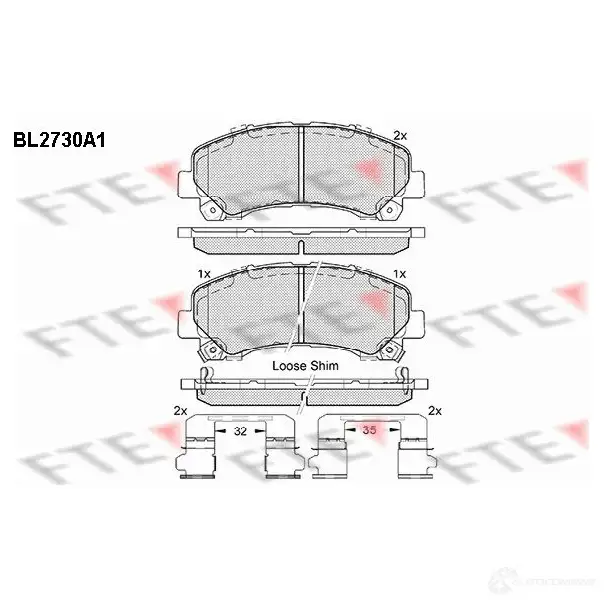 Тормозные колодки дисковые, комплект FTE 605920 BL2730A1 25150 2 5149