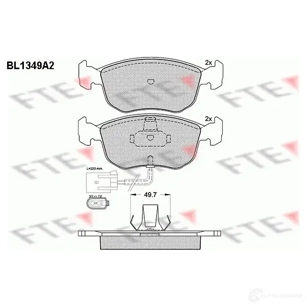 Тормозные колодки дисковые, комплект FTE BL1349A2 604412 2135 8 21393
