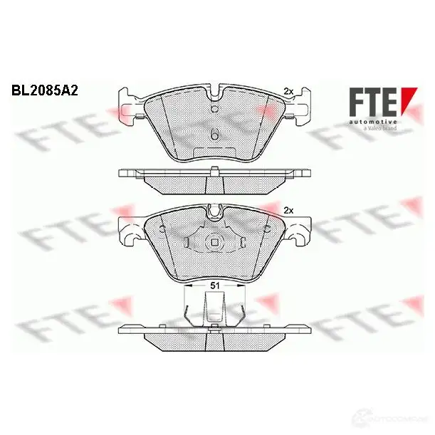 Тормозные колодки дисковые, комплект FTE 605218 24697 237 94 BL2085A2 изображение 0