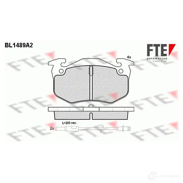 Тормозные колодки дисковые, комплект FTE BL1489A2 203 15 604565 YR2WGH