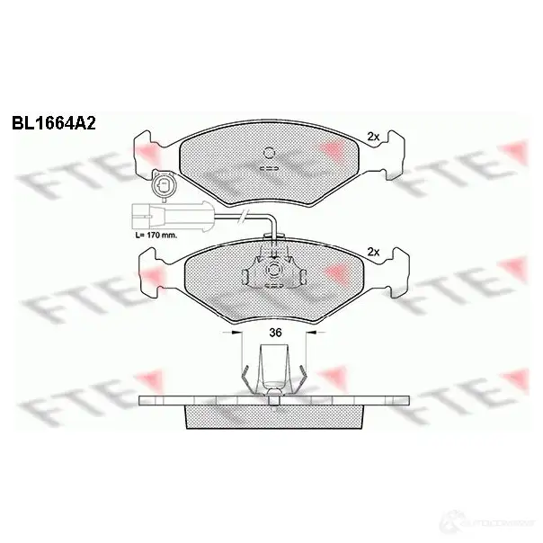 Тормозные колодки дисковые, комплект FTE 604676 23772 BL1664A2 211 93 изображение 0