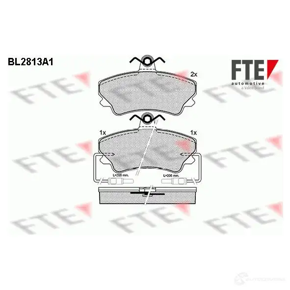 Тормозные колодки дисковые, комплект FTE BL2813A1 606011 2 0234 20236 изображение 0