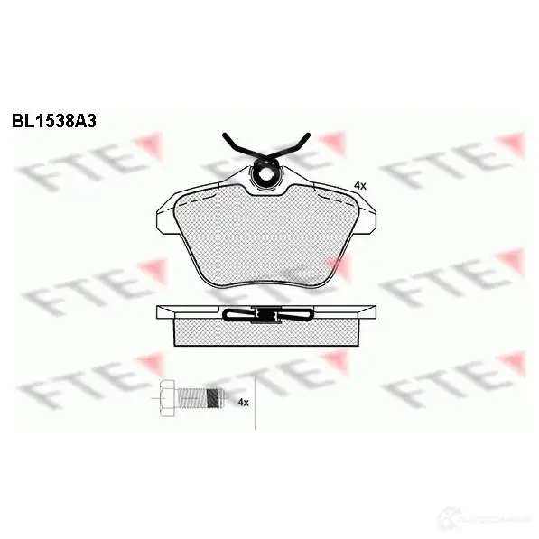 Тормозные колодки дисковые, комплект FTE 604600 2 1605 21606 BL1538A3 изображение 0