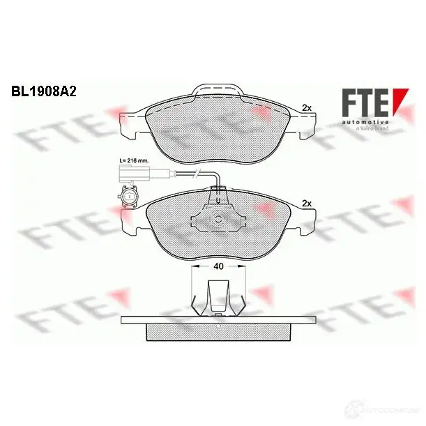 Тормозные колодки дисковые, комплект FTE 2314 0 605009 BL1908A2 23769