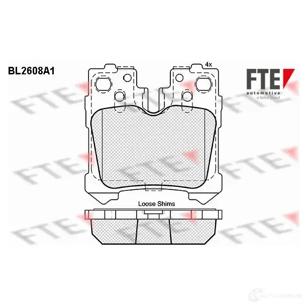 Тормозные колодки дисковые, комплект FTE D1283-8399 605785 BL2608A1 24 244 изображение 0