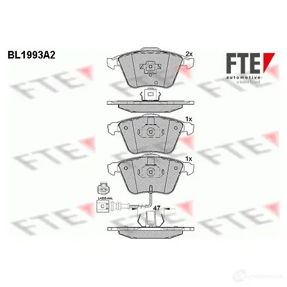 Тормозные колодки дисковые, комплект FTE 23912 238 01 BL1993A2 605123
