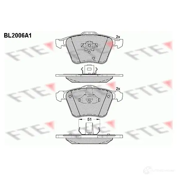 Тормозные колодки дисковые, комплект FTE 23 680 605134 23681 BL2006A1 изображение 0