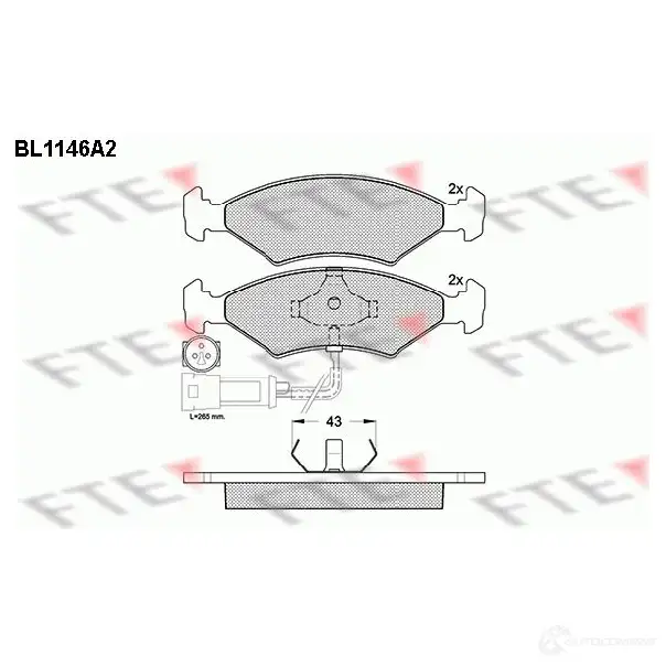 Тормозные колодки дисковые, комплект FTE 604186 20 640 20783 BL1146A2