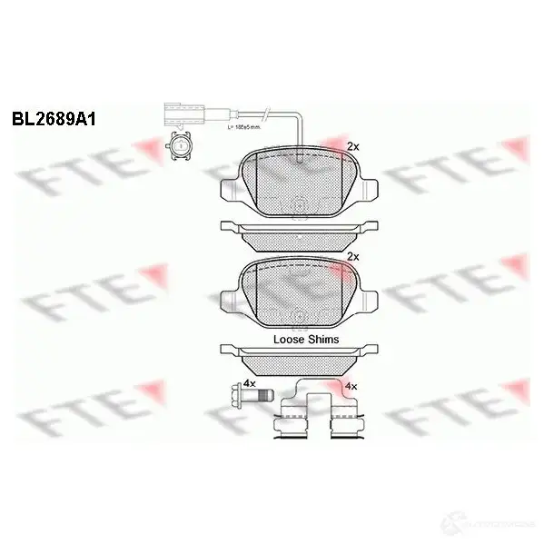 Тормозные колодки дисковые, комплект FTE 25237 605874 23 517 BL2689A1