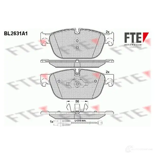 Тормозные колодки дисковые, комплект FTE BL2631A1 250 69 25070 605811