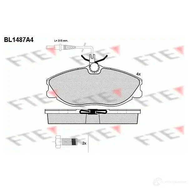 Тормозные колодки дисковые, комплект FTE 2 1672 21673 BL1487A4 604562